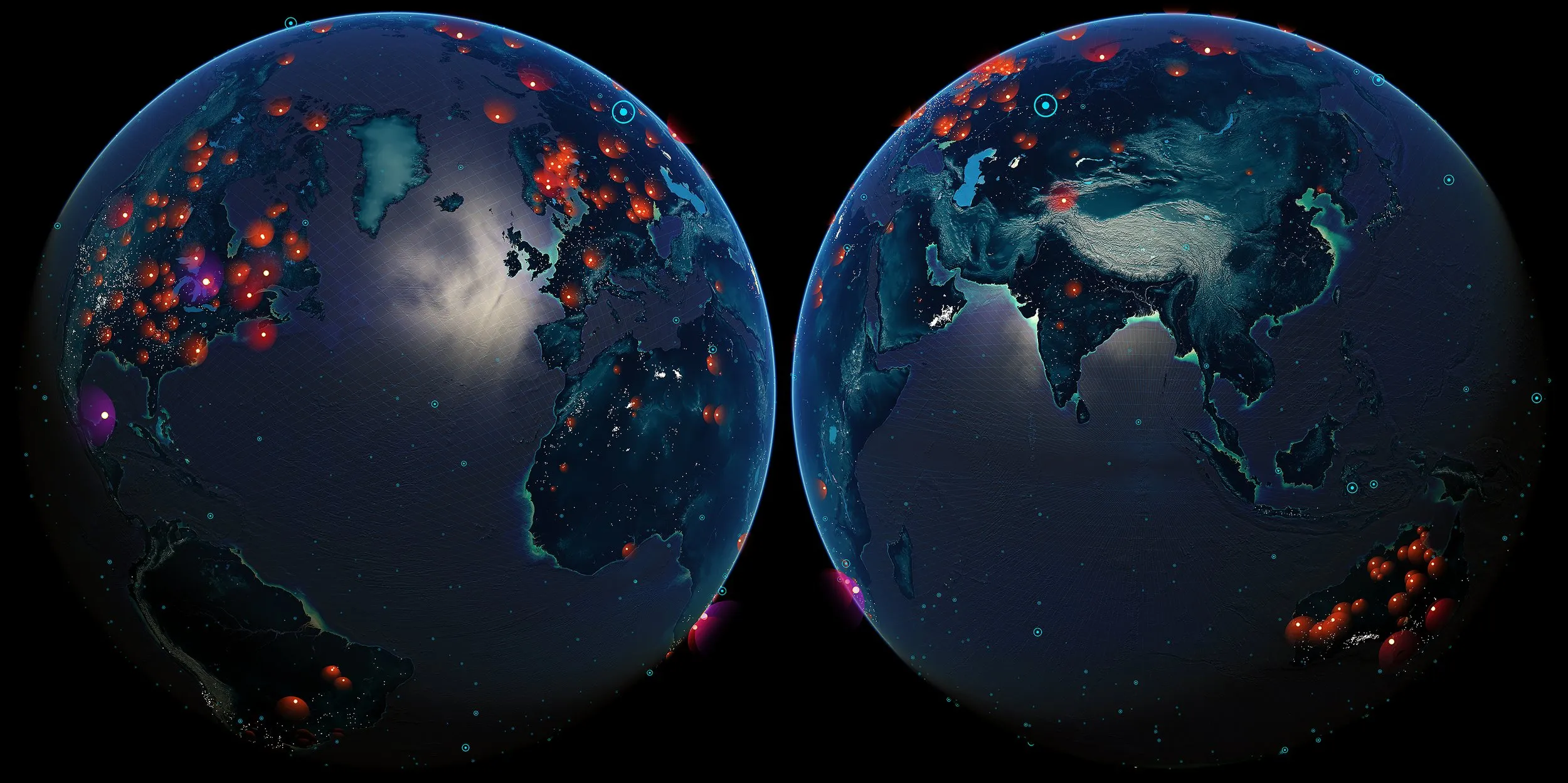 Every known impact crater, recorded meteorite and observed fireball, mapped on one globe
