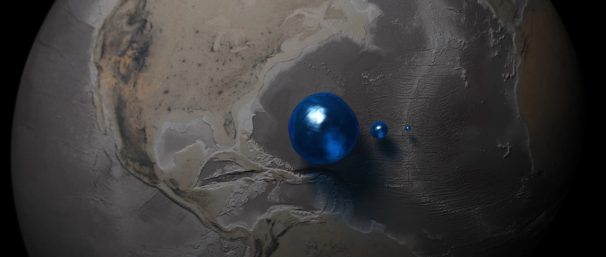 All of Earth's water collected into spheres