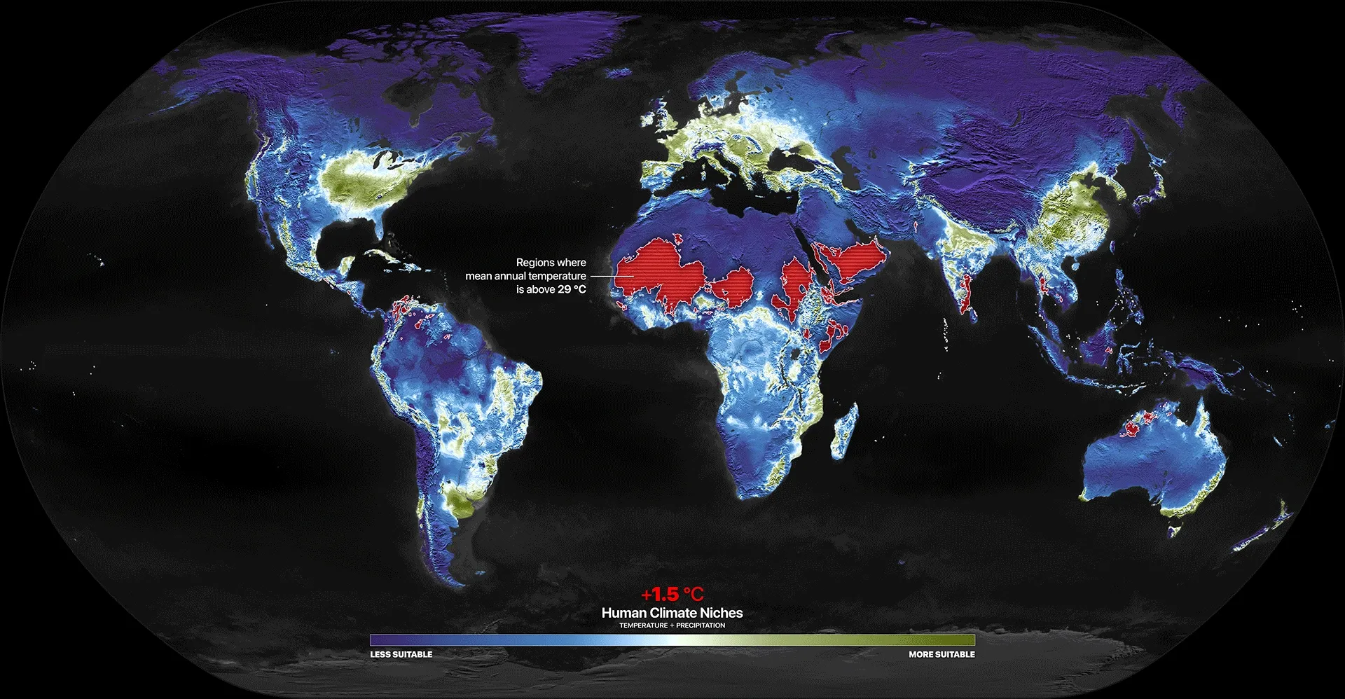 Human Climate Niches and regions of unprecedented heat