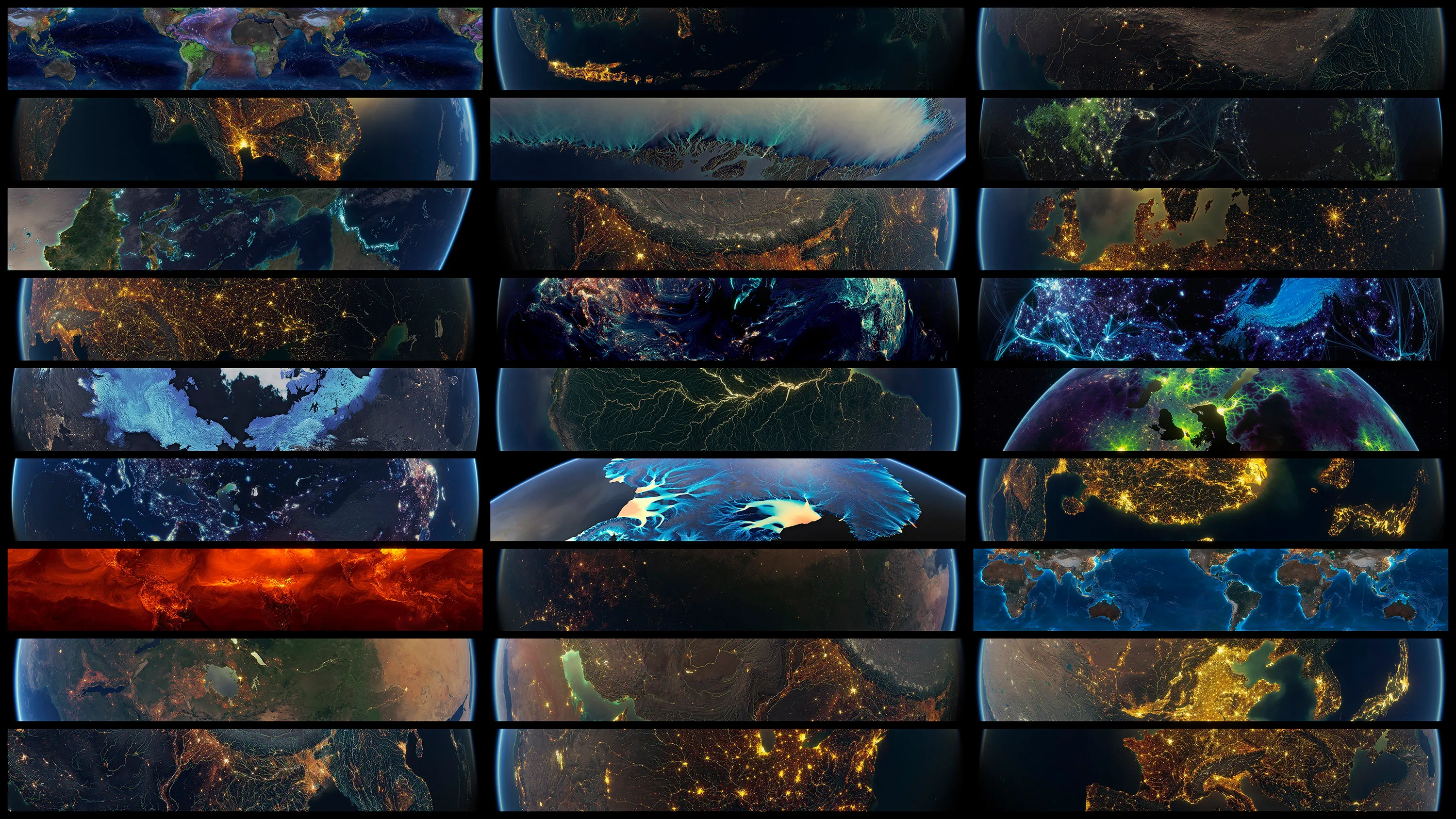 Composite mosaic of Earth's diverse ecosystems and terrain