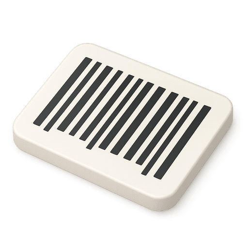 A barcode — stylised uniform stripes standing for mass production, optimisation, and the stripping-out of diversity.