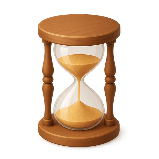 An hourglass — time running out on a horizon that decisions of today refuse to look across.