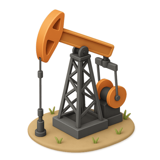 An oil-field pumpjack — the long-lived fossil infrastructure that keeps drawing returns long after its costs are clear.