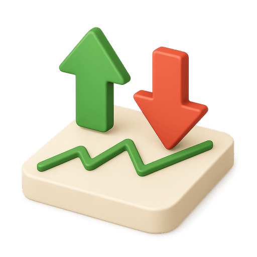 An upward stock-market arrow — the iconic up-and-to-the-right shape of growth as a goal in itself.