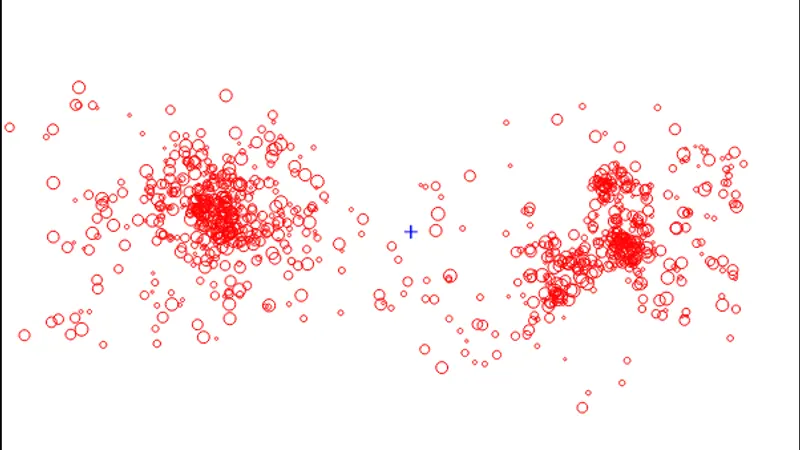 Barnes–Hut tree algorithm: image from the project